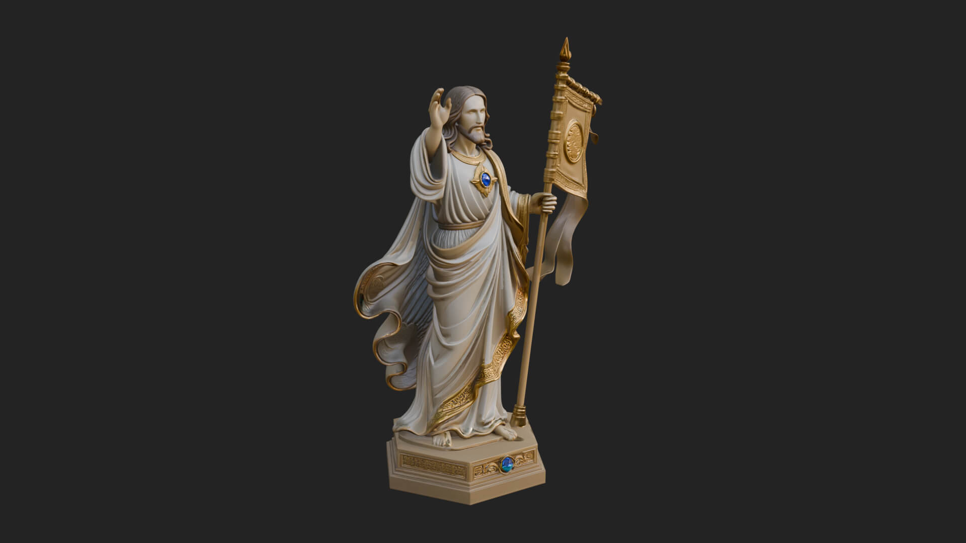 Risen Christ with Banner Statue Design 1 3D Print Model 3D Model