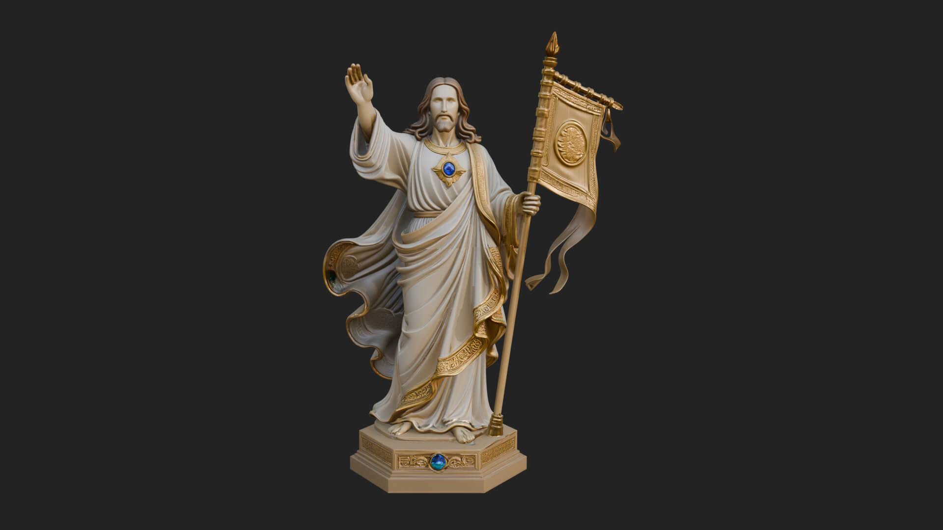 Risen Christ with Banner Statue Design 1 3D Print Model 3D Model
