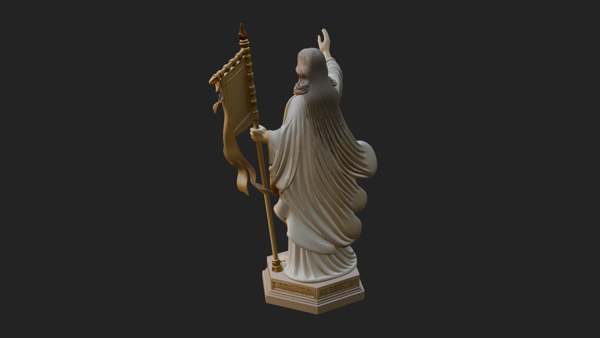 Risen Christ with Banner Statue Design 1 3D Print Model 3D Model