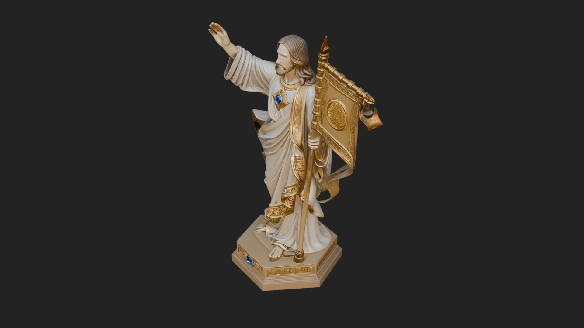 Risen Christ with Banner Statue Design 1 3D Print Model 3D Model
