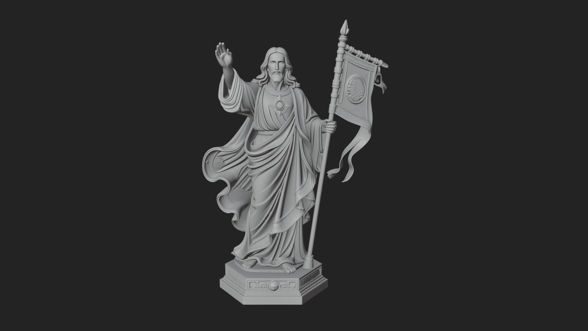 Risen Christ with Banner Statue Design 1 3D Print Model 3D Model