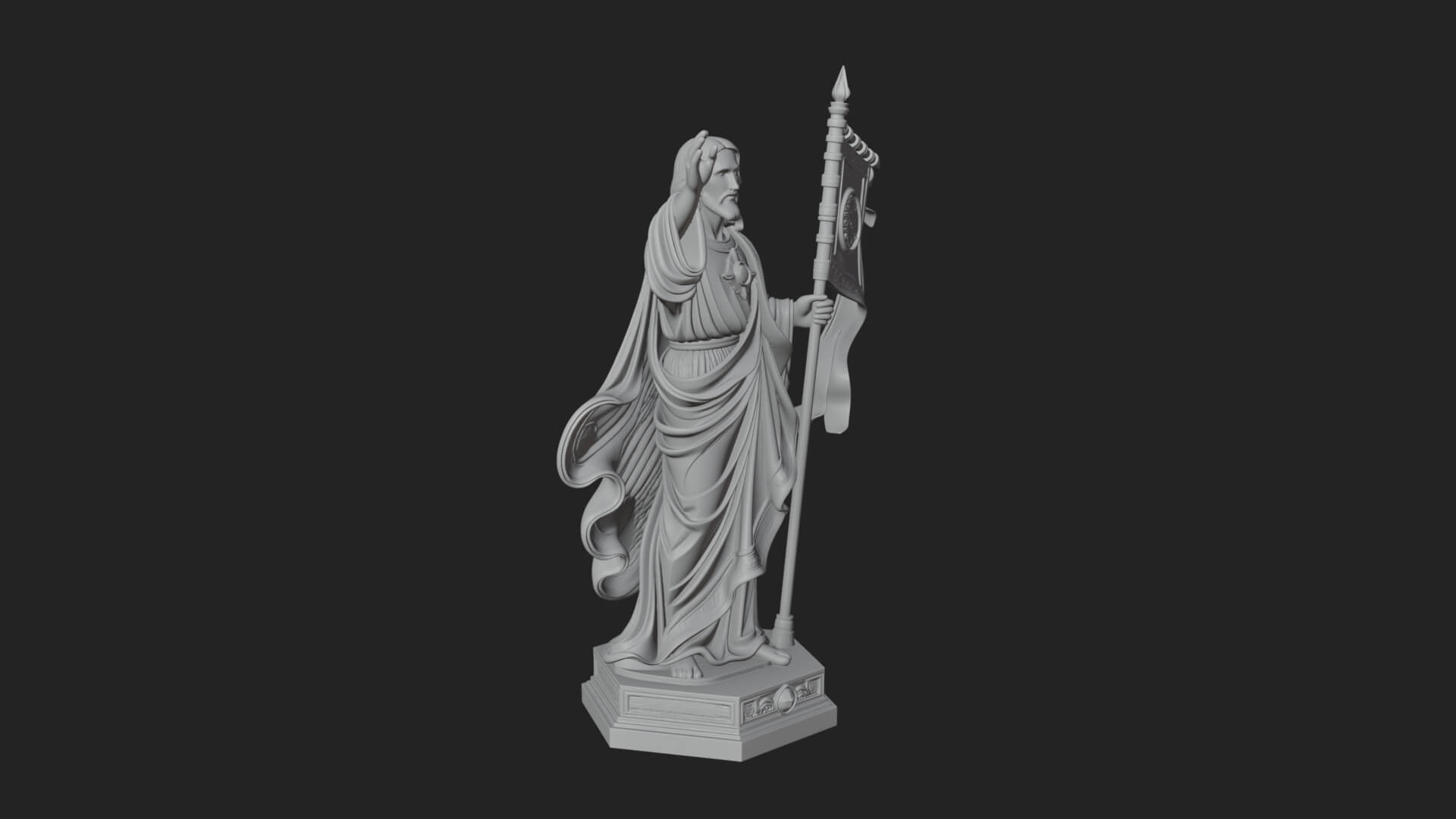 Risen Christ with Banner Statue Design 1 3D Print Model 3D Model