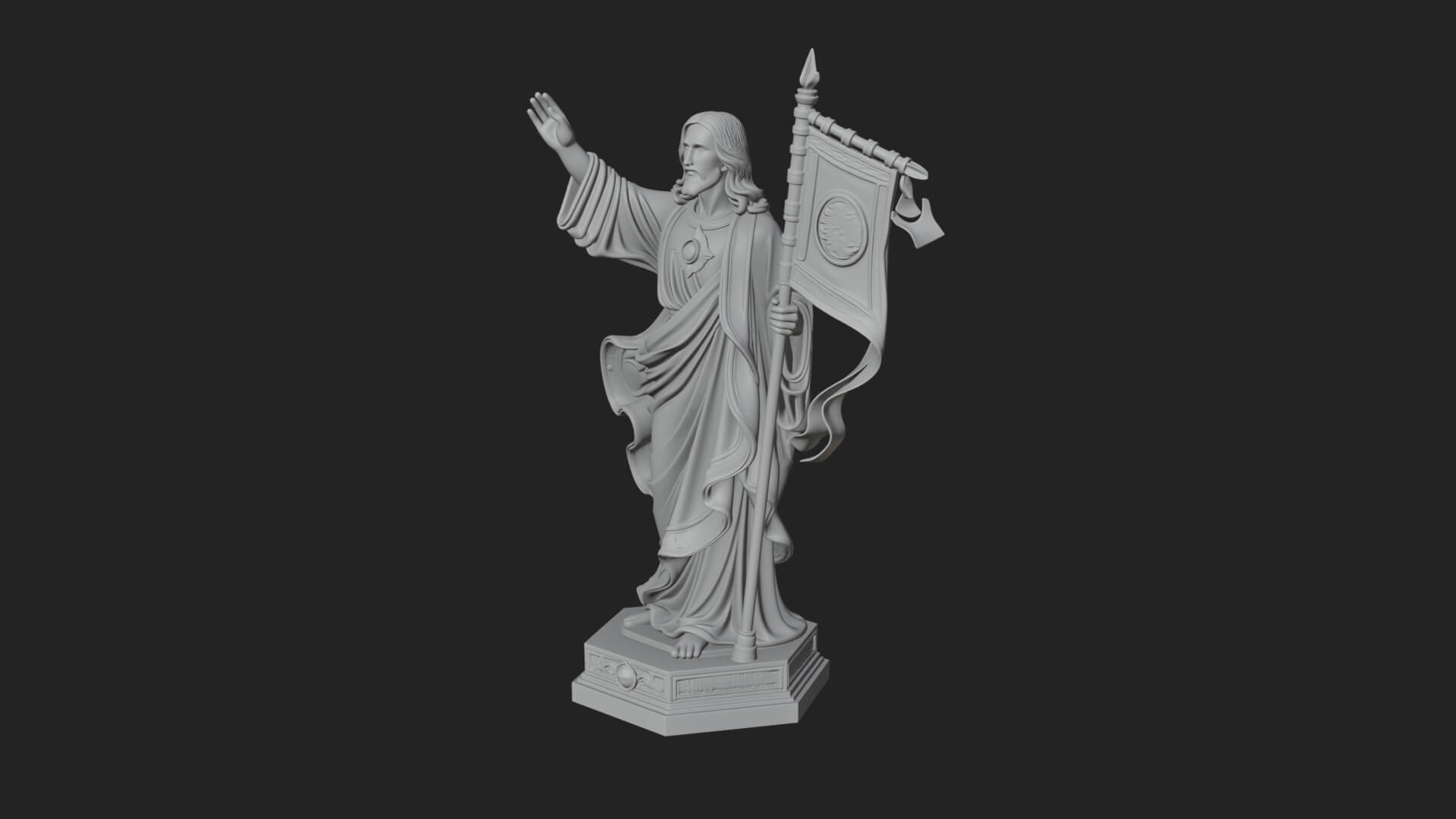 Risen Christ with Banner Statue Design 1 3D Print Model 3D Model