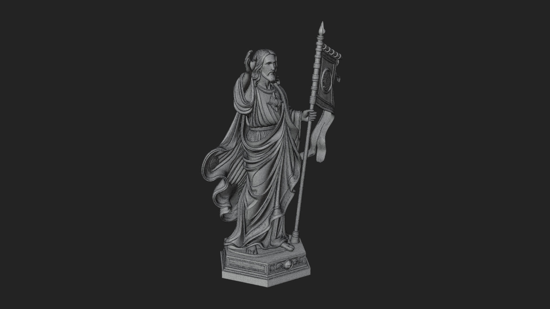 Risen Christ with Banner Statue Design 1 3D Print Model 3D Model