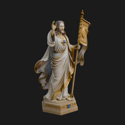Risen Christ with Banner Statue Design 1 3D Print Model
