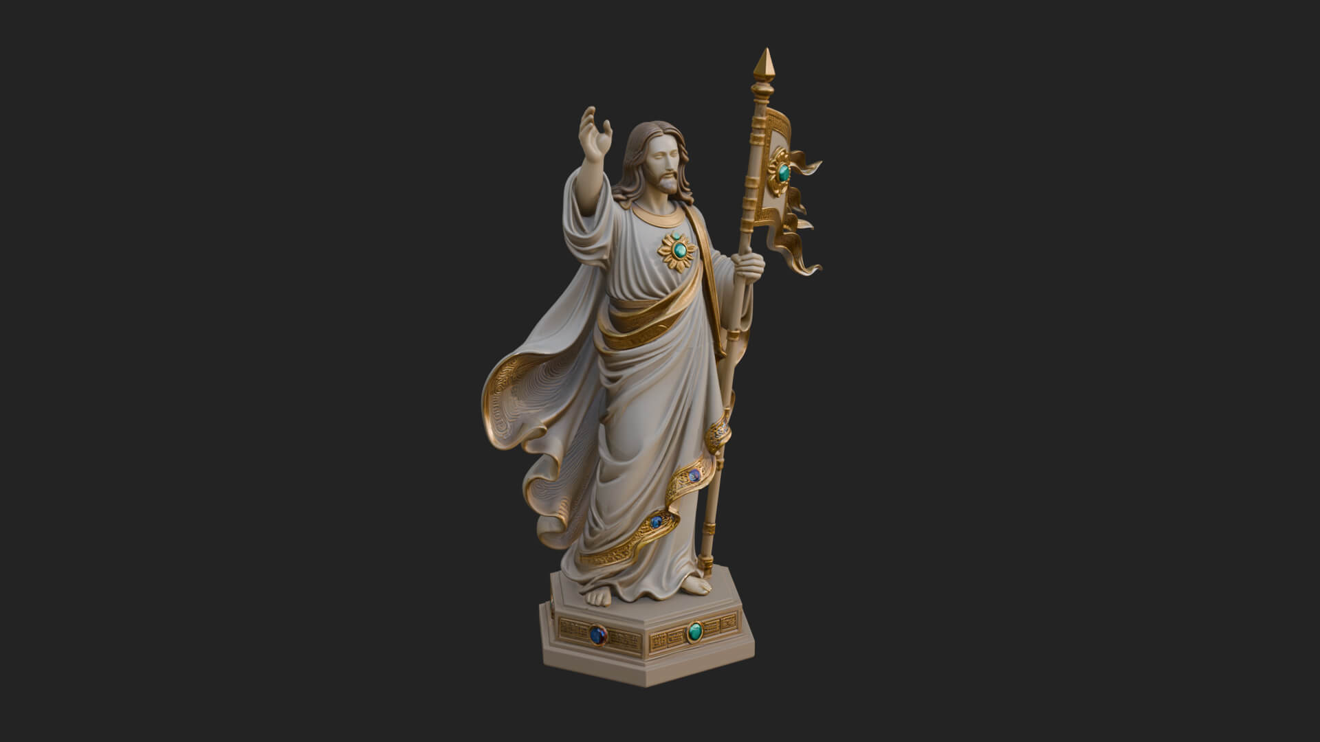 Risen Christ with Banner Statue Design 2 3D Print Model 3D Model