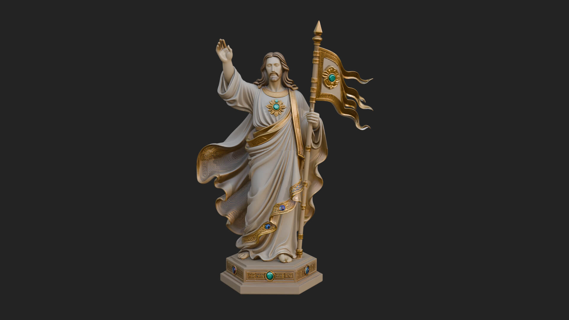 Risen Christ with Banner Statue Design 2 3D Print Model 3D Model