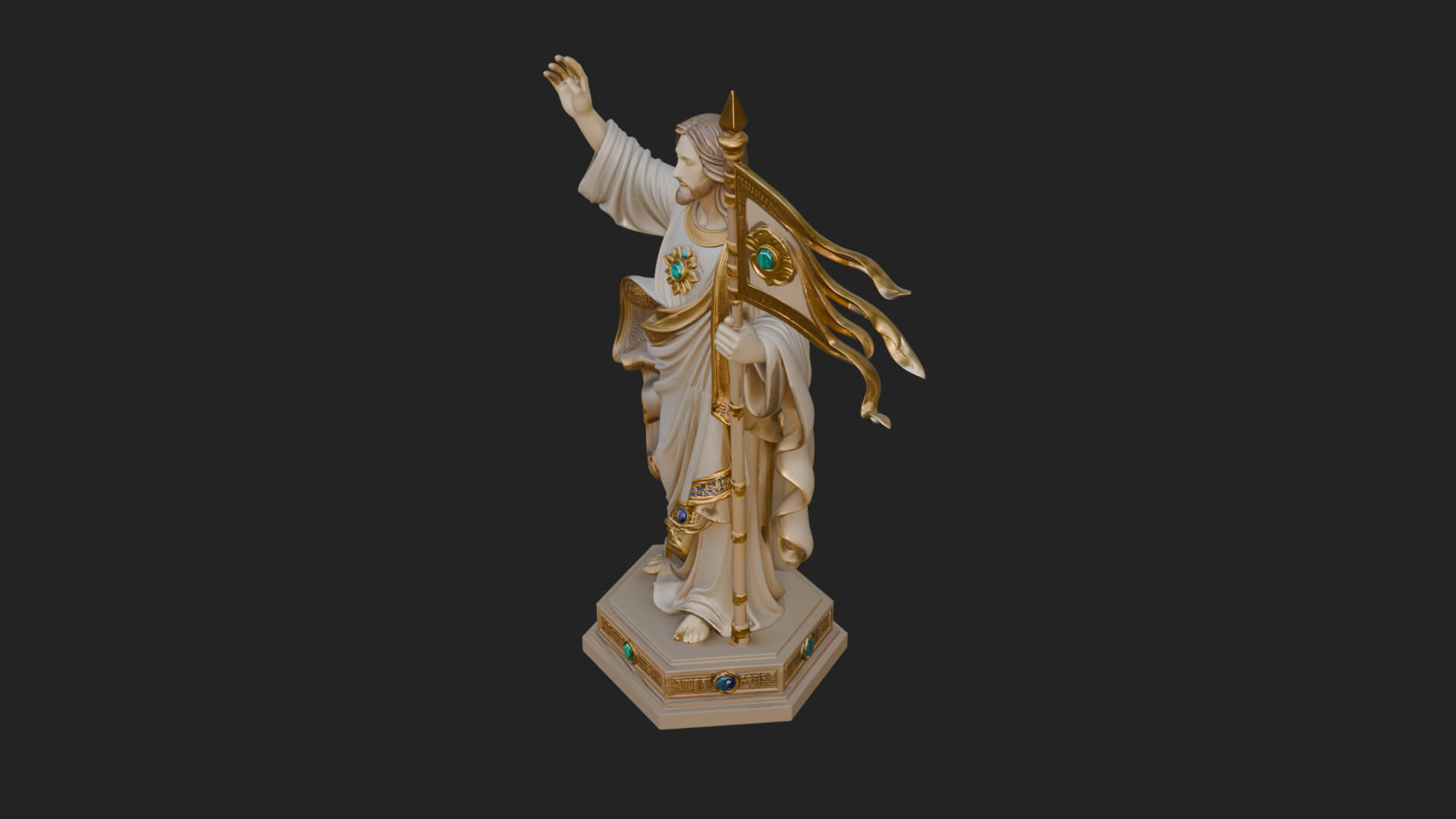 Risen Christ with Banner Statue Design 2 3D Print Model 3D Model