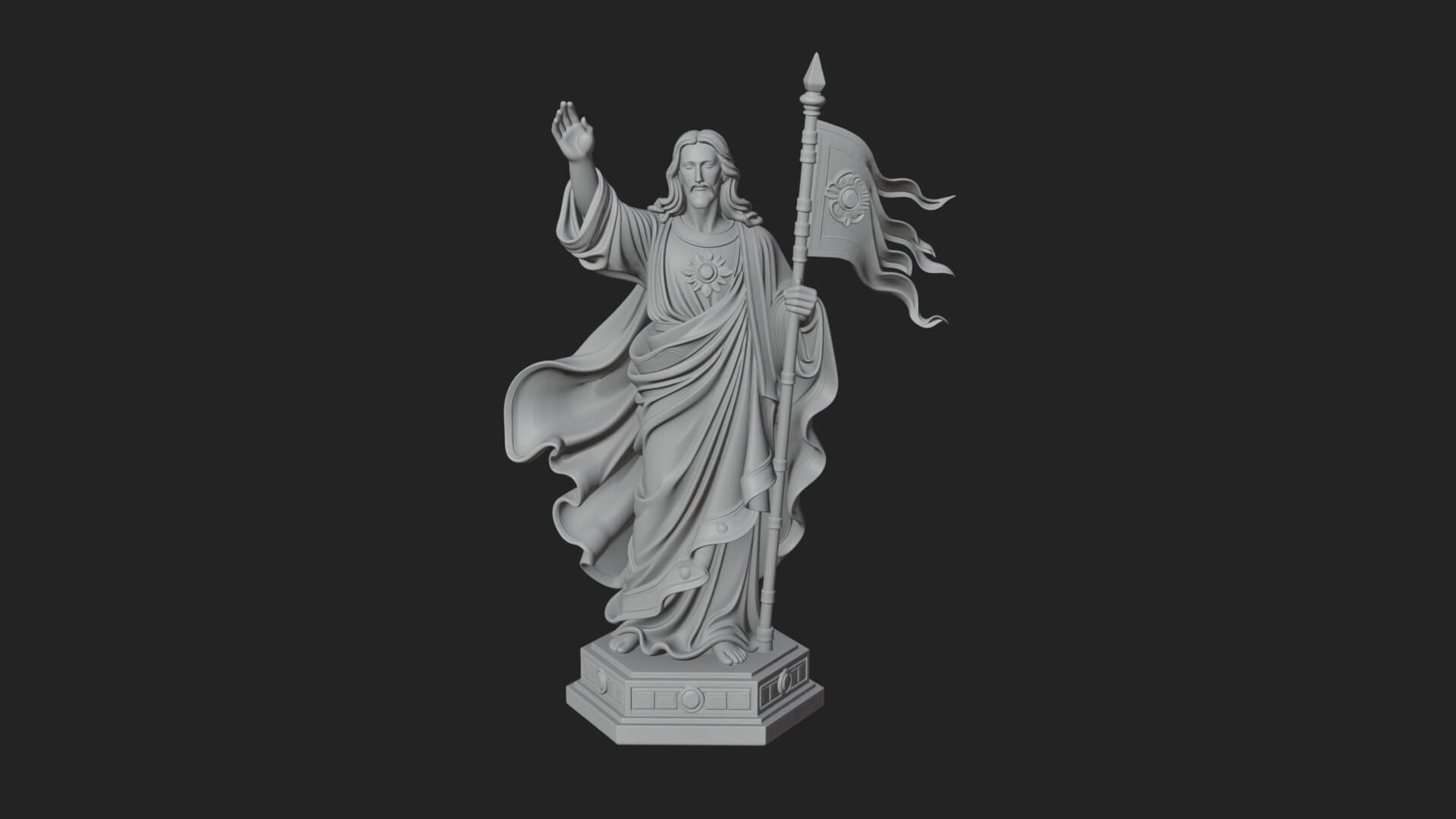 Risen Christ with Banner Statue Design 2 3D Print Model 3D Model