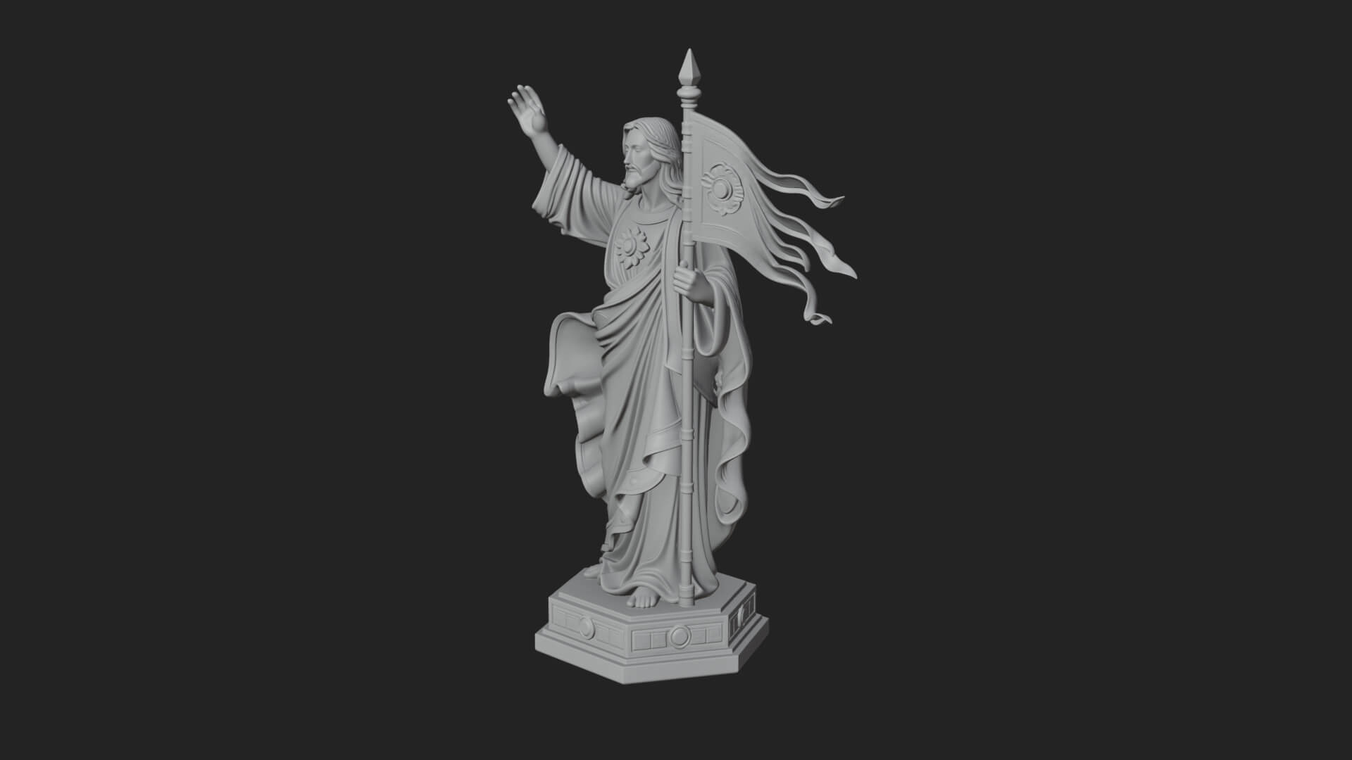 Risen Christ with Banner Statue Design 2 3D Print Model 3D Model