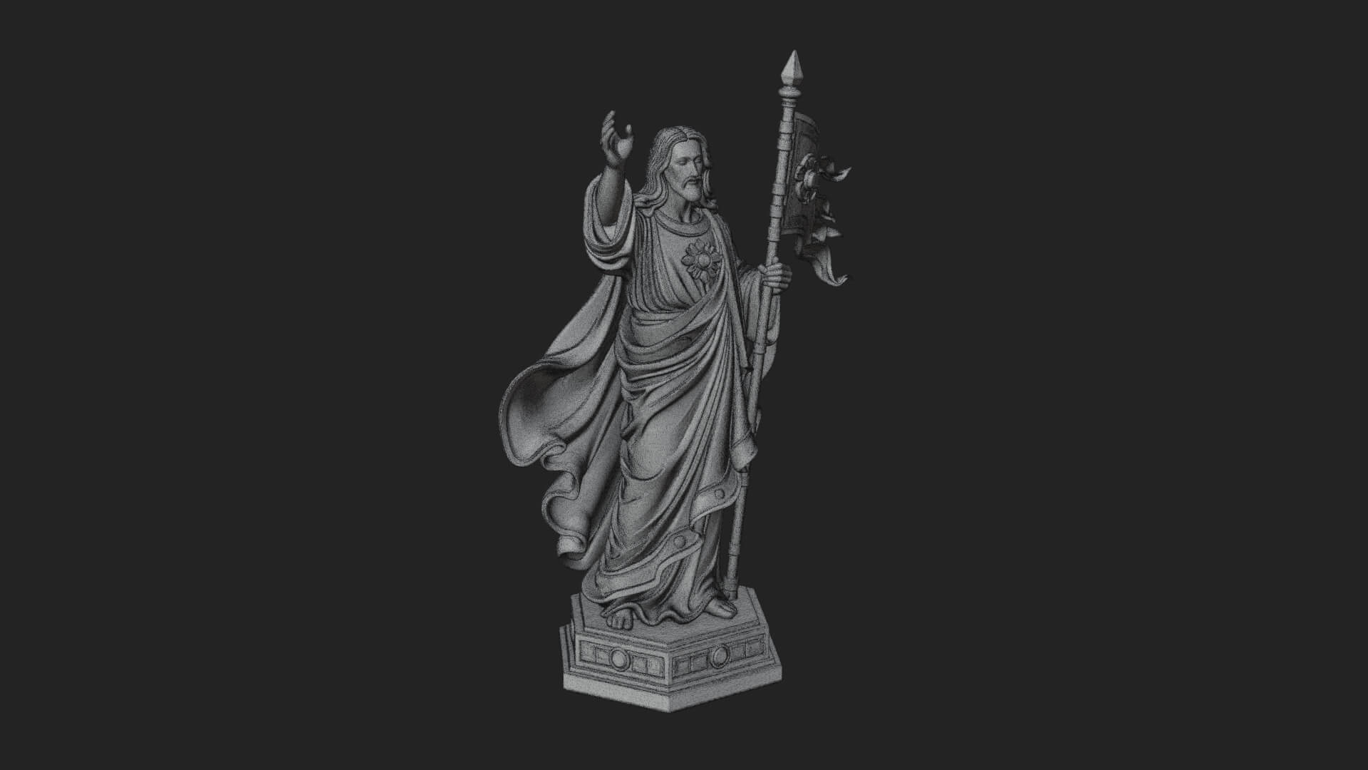 Risen Christ with Banner Statue Design 2 3D Print Model 3D Model