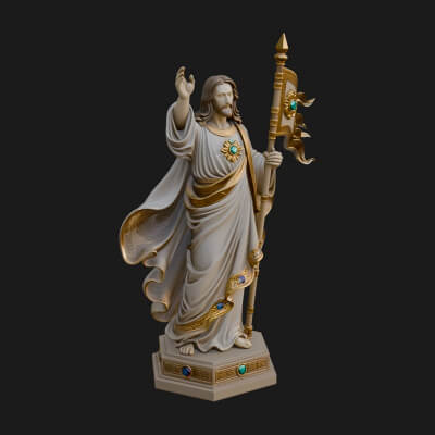 Risen Christ with Banner Statue Design 2 3D Print Model