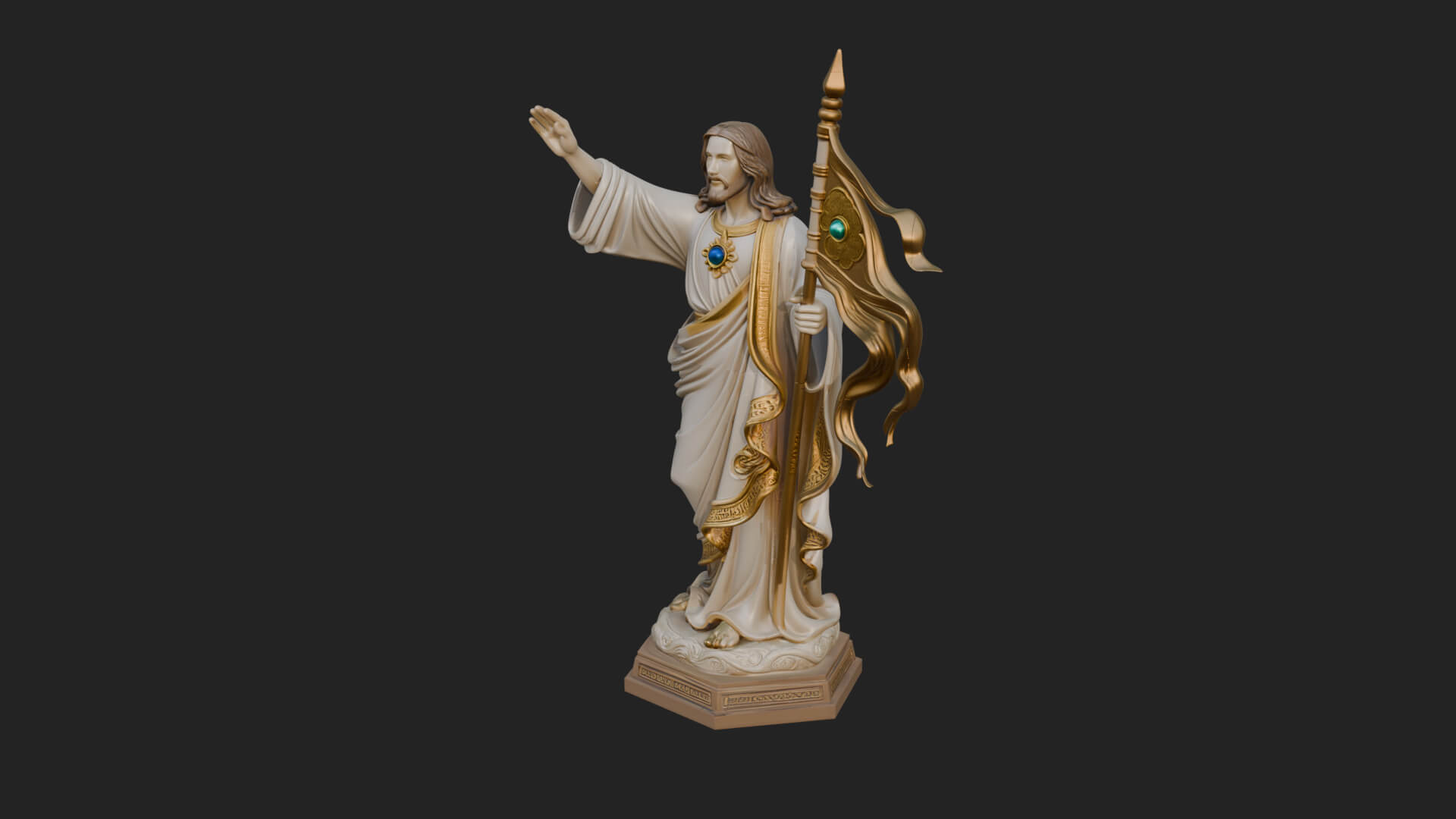 Risen Christ with Banner Statue Design 3 3D Print Model 3D Model