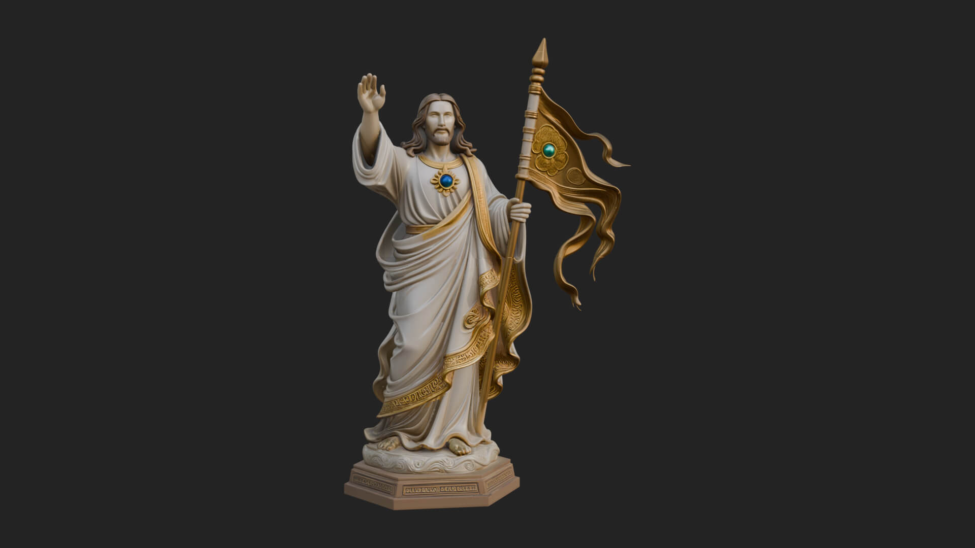 Risen Christ with Banner Statue Design 3 3D Print Model 3D Model