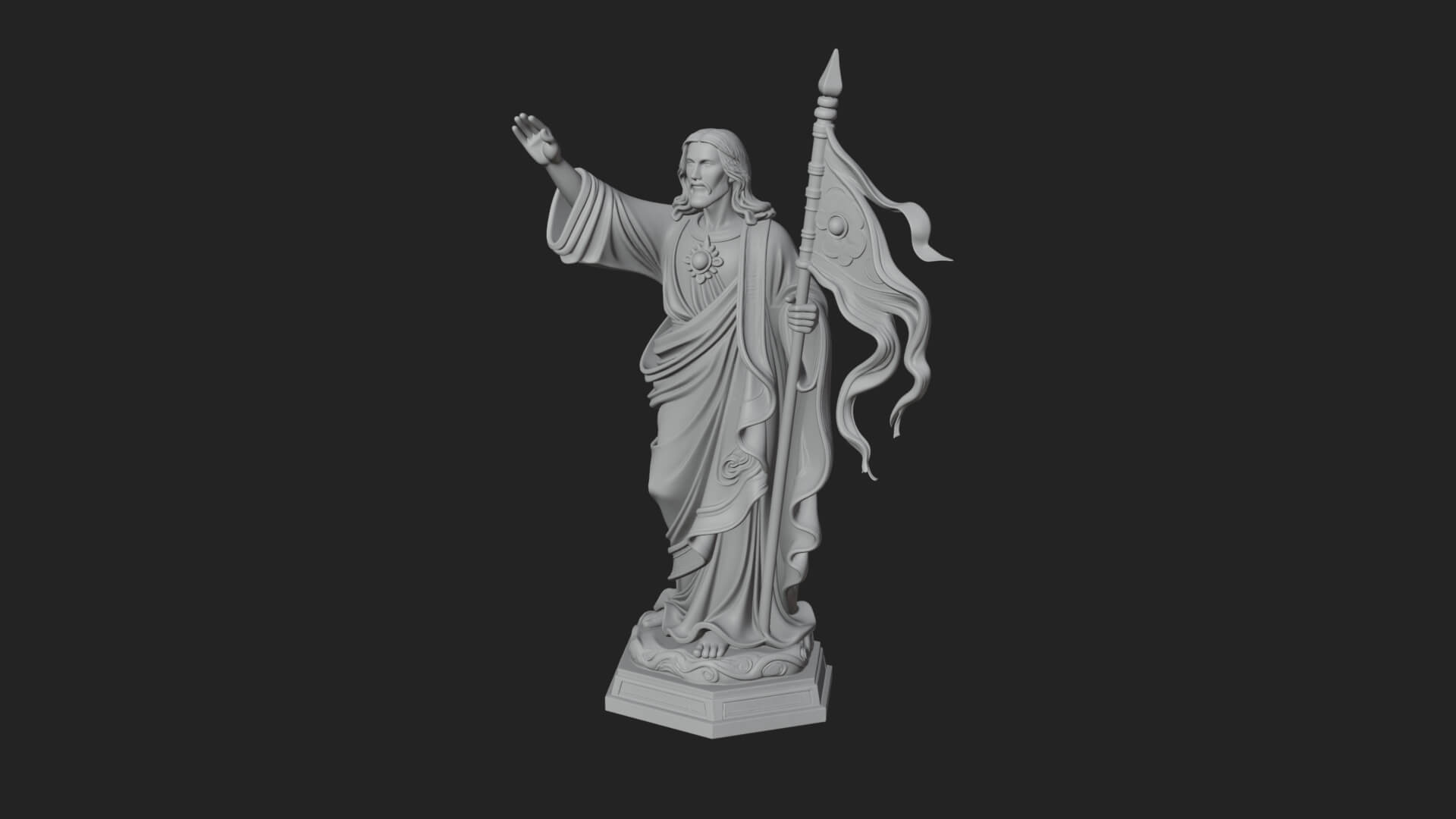 Risen Christ with Banner Statue Design 3 3D Print Model 3D Model