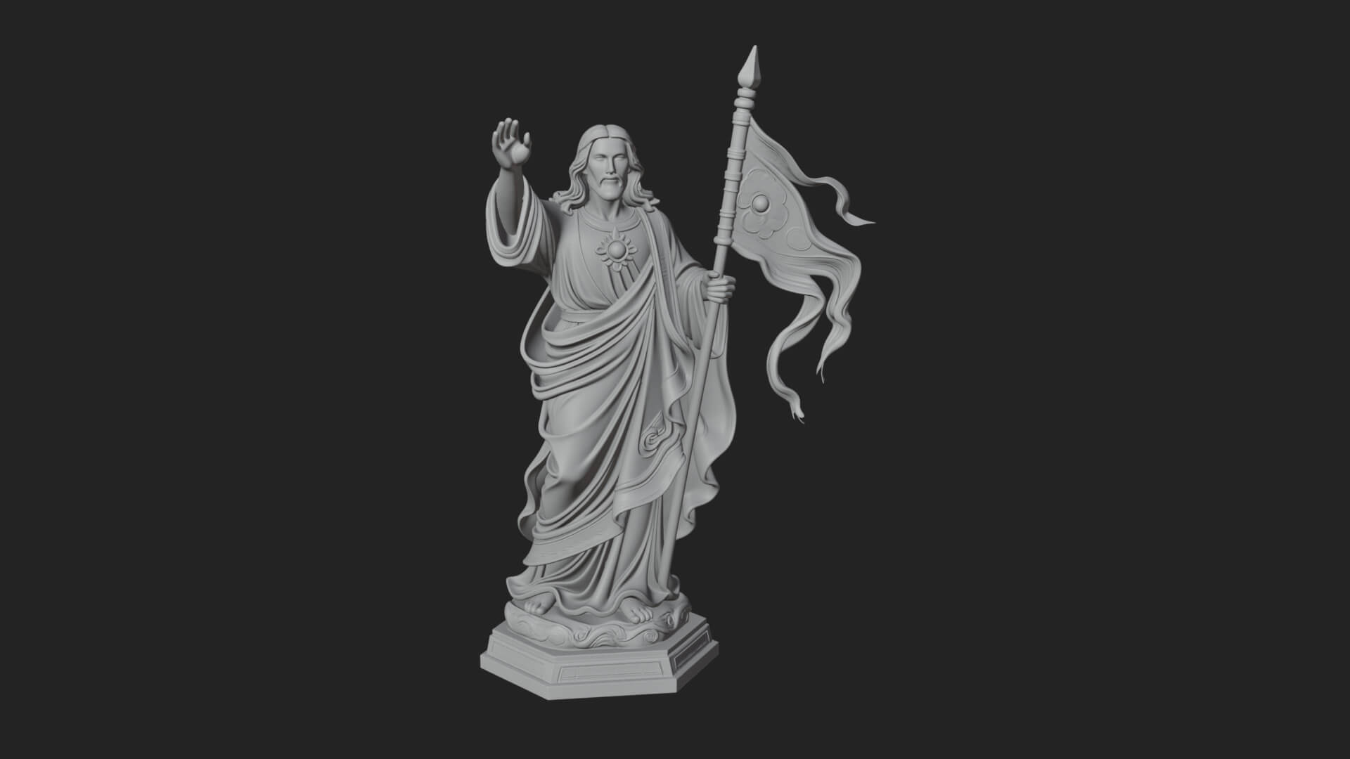 Risen Christ with Banner Statue Design 3 3D Print Model 3D Model