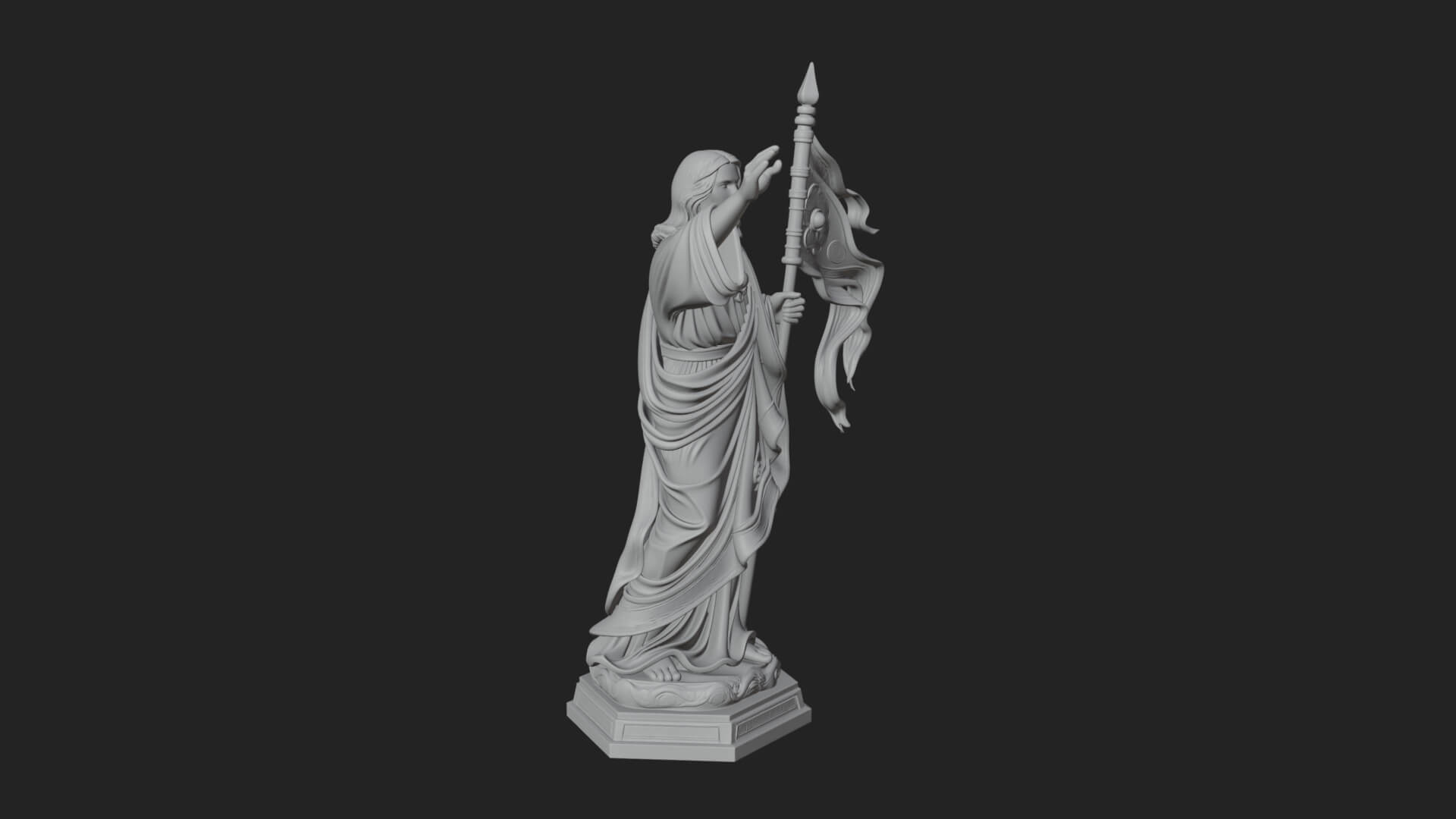 Risen Christ with Banner Statue Design 3 3D Print Model 3D Model