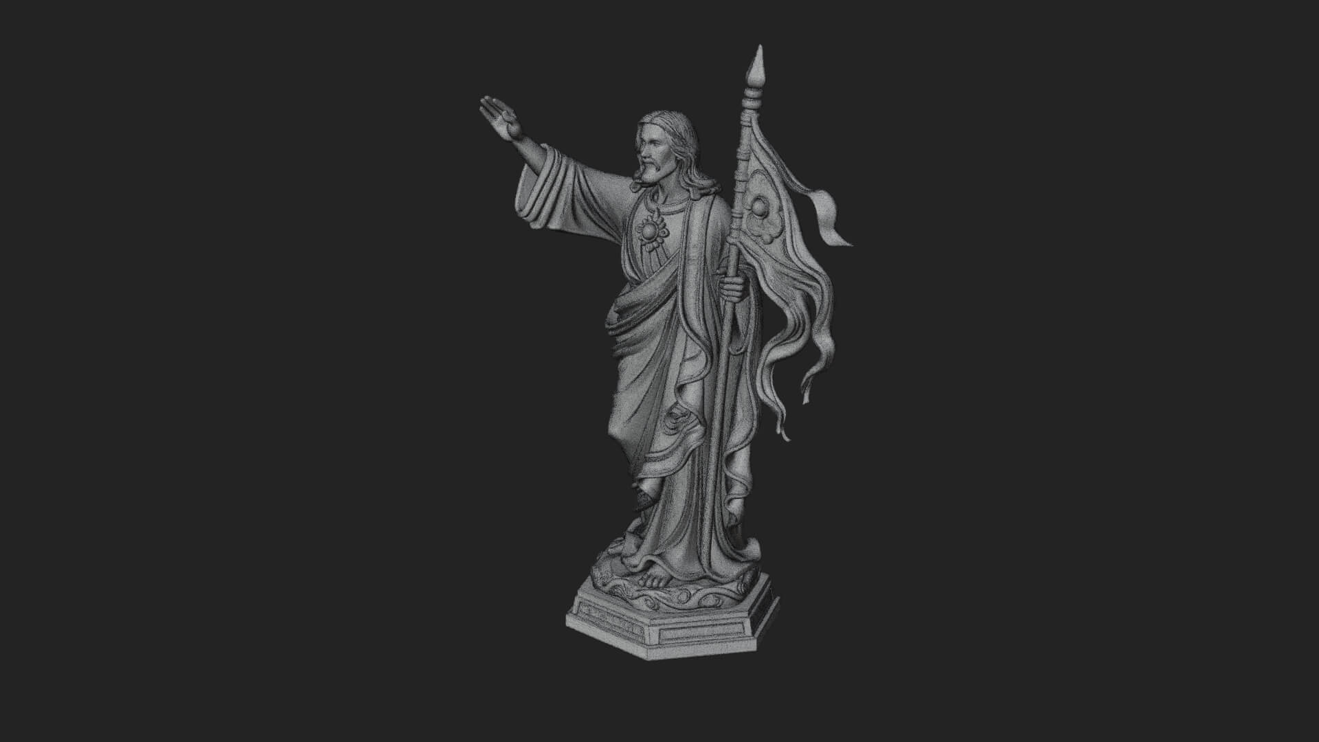 Risen Christ with Banner Statue Design 3 3D Print Model 3D Model