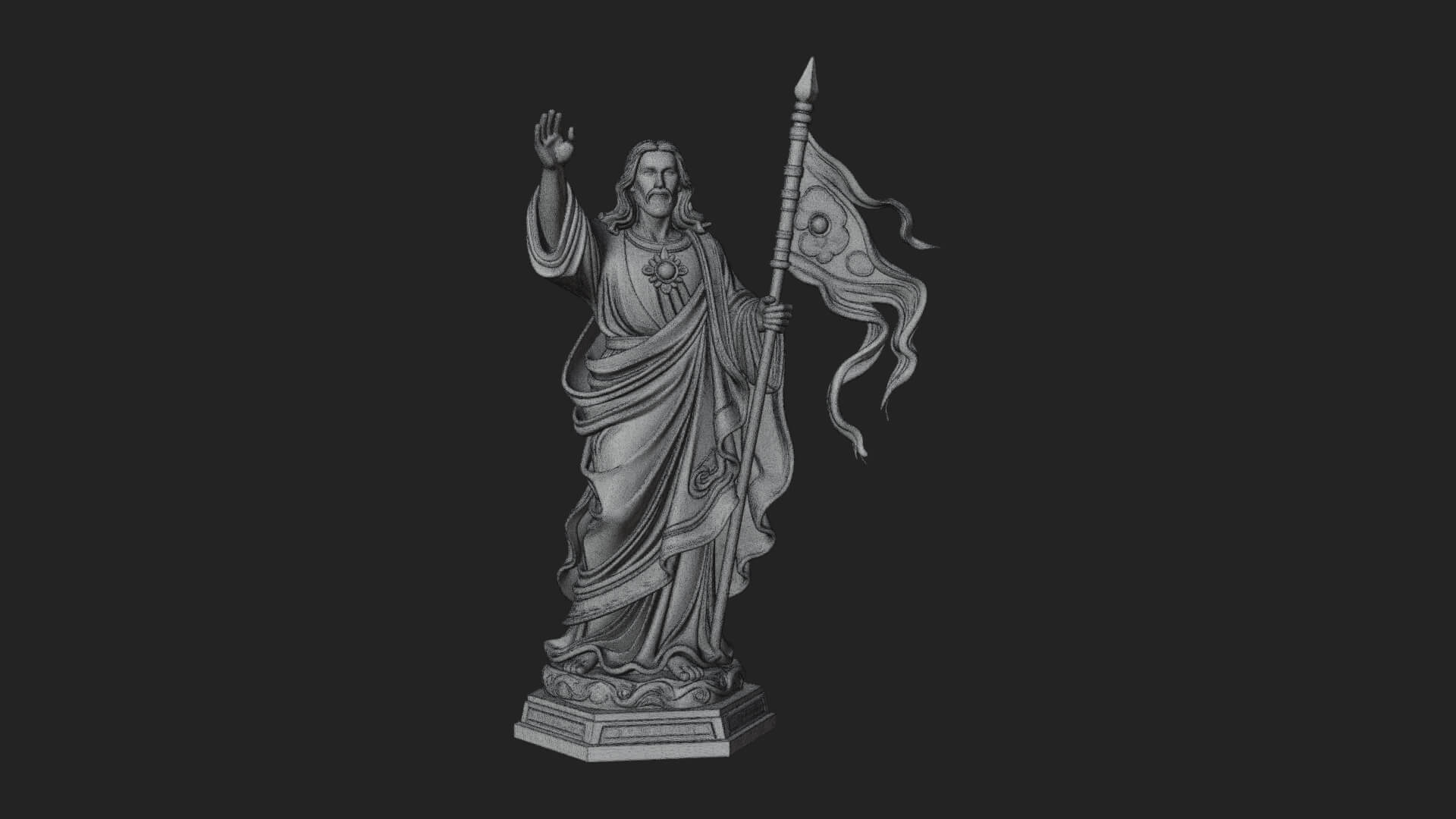 Risen Christ with Banner Statue Design 3 3D Print Model 3D Model