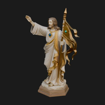 Risen Christ with Banner Statue Design 3 3D Print Model
