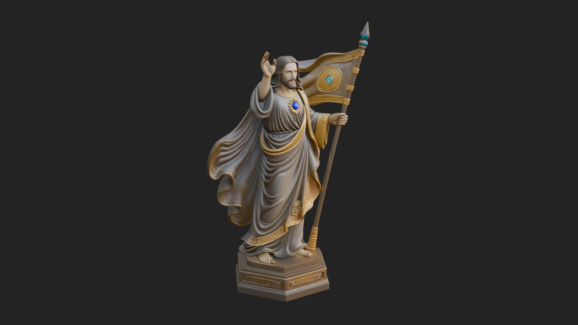 Risen Christ with Banner Statue Design 4 3D Print Model 3D Model