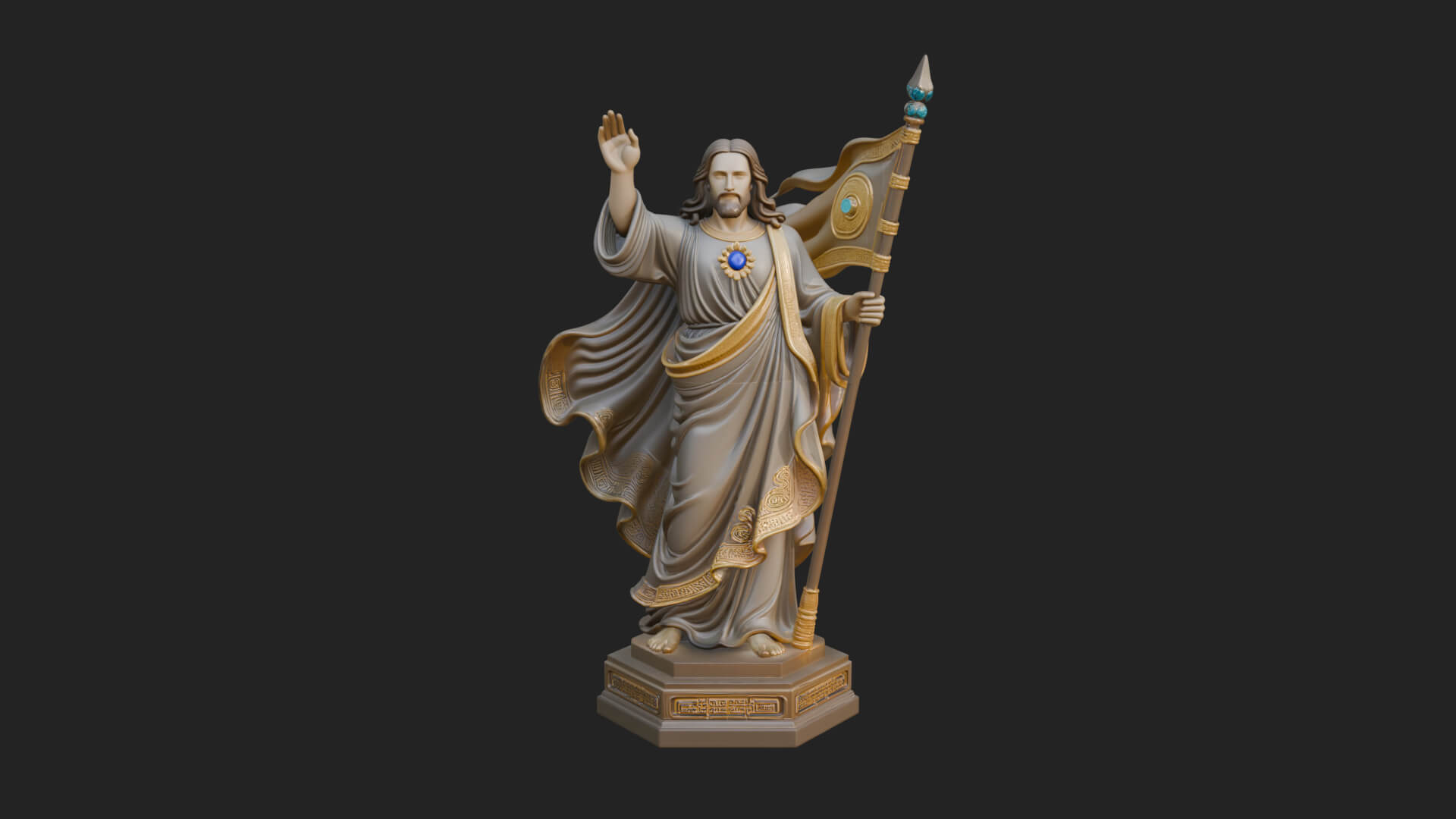 Risen Christ with Banner Statue Design 4 3D Print Model 3D Model