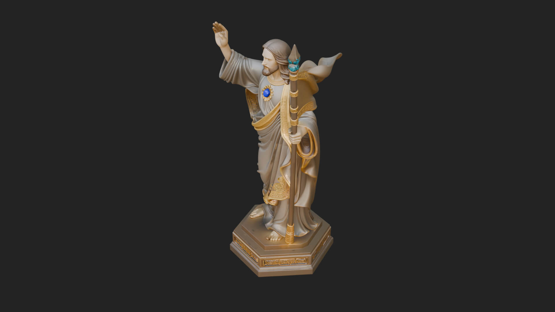 Risen Christ with Banner Statue Design 4 3D Print Model 3D Model