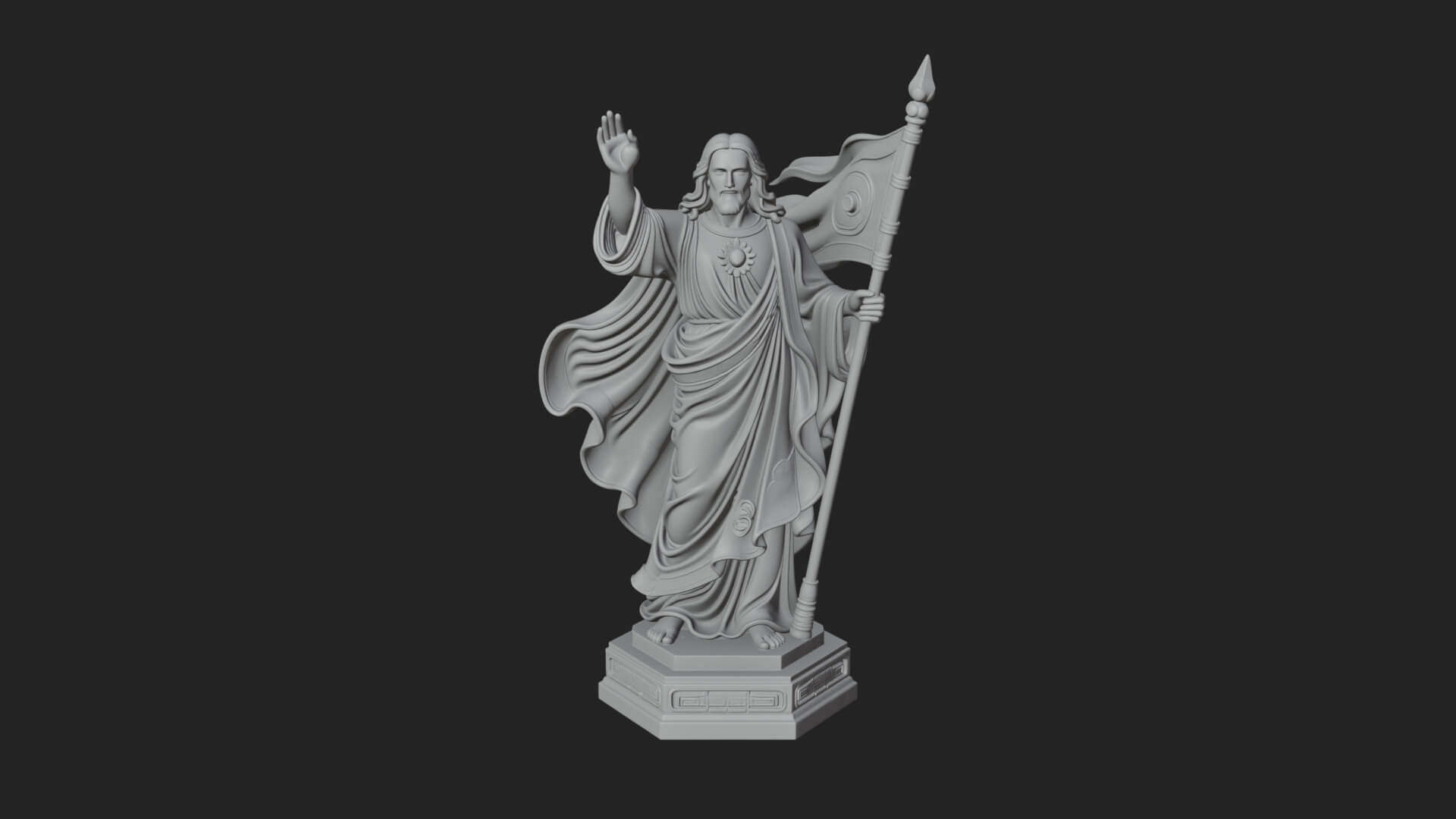 Risen Christ with Banner Statue Design 4 3D Print Model 3D Model