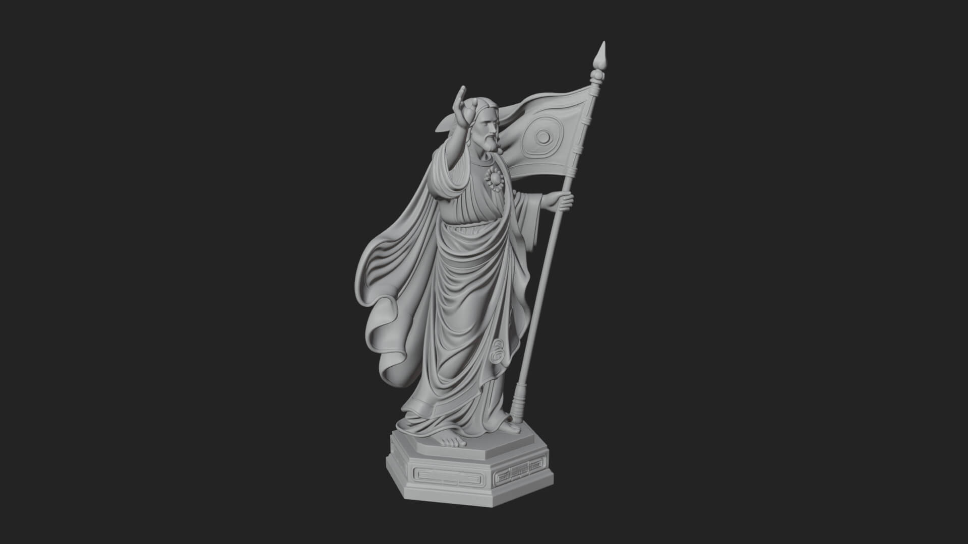 Risen Christ with Banner Statue Design 4 3D Print Model 3D Model