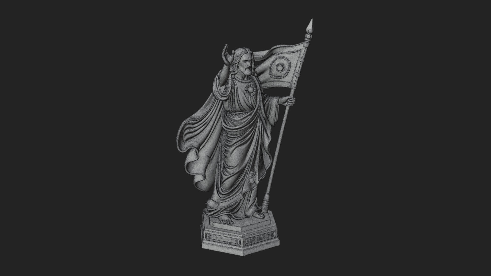 Risen Christ with Banner Statue Design 4 3D Print Model 3D Model