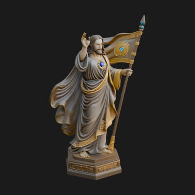 Risen Christ with Banner Statue Design 4 3D Print Model