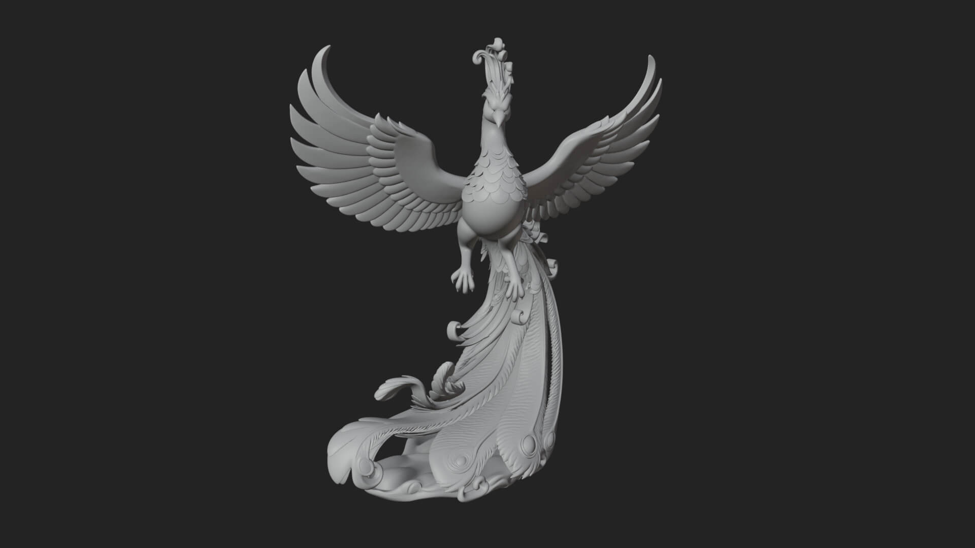 Rising Phoenix Bird Statue Design 1 3D Print Model 3D Model