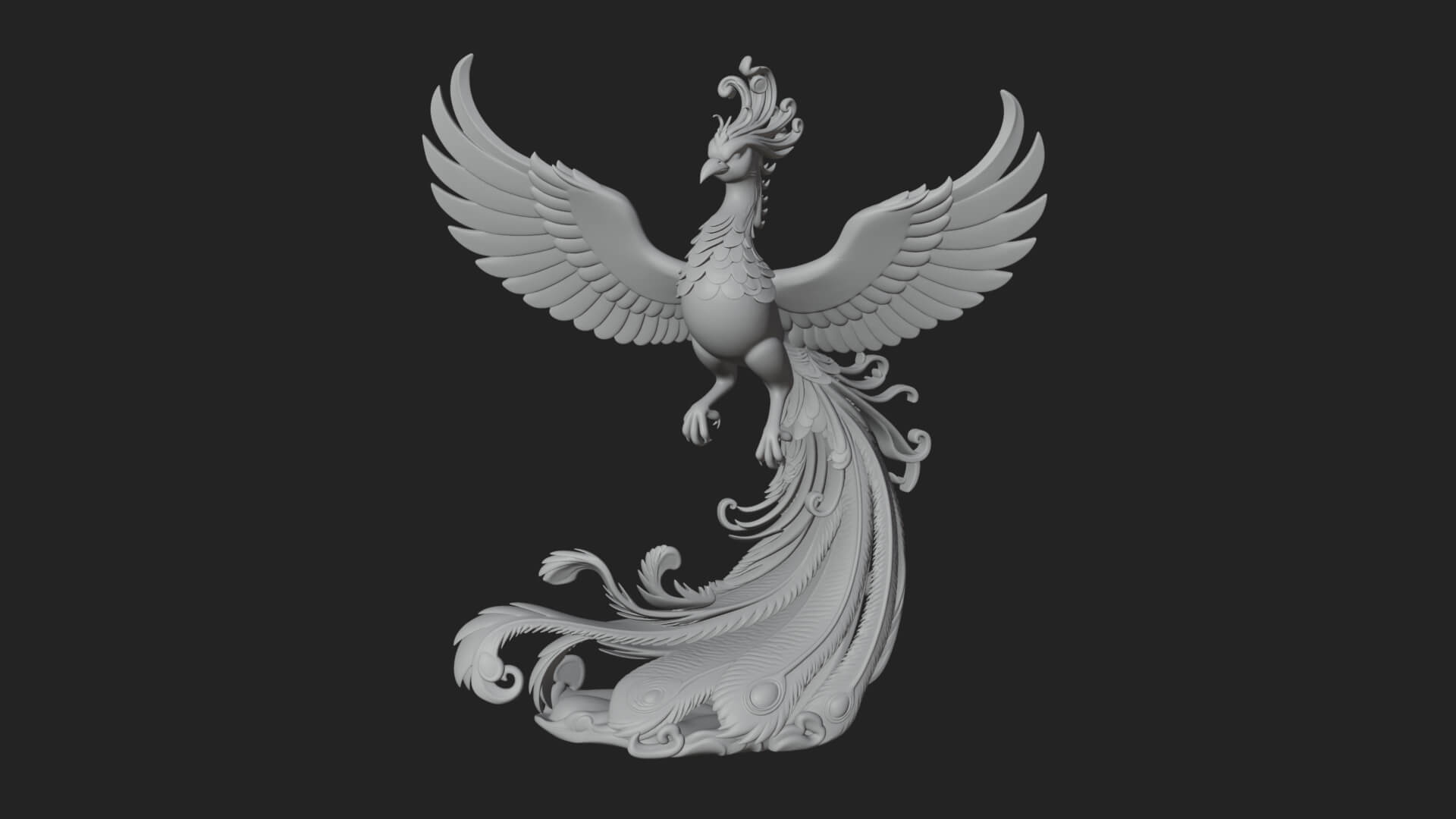 Rising Phoenix Bird Statue Design 1 3D Print Model 3D Model