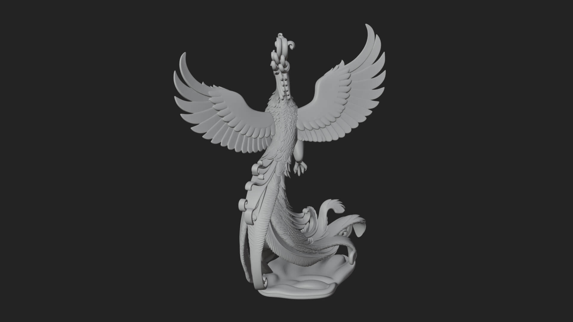 Rising Phoenix Bird Statue Design 1 3D Print Model 3D Model