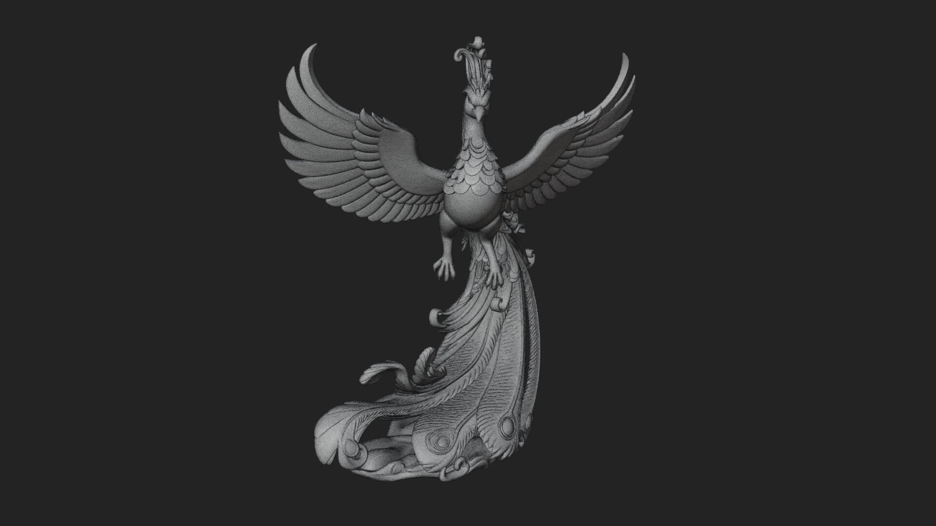 Rising Phoenix Bird Statue Design 1 3D Print Model 3D Model