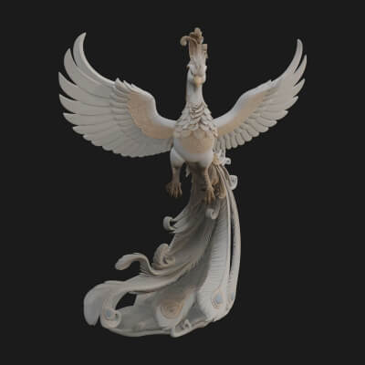 Rising Phoenix Bird Statue Design 1 3D Print Model