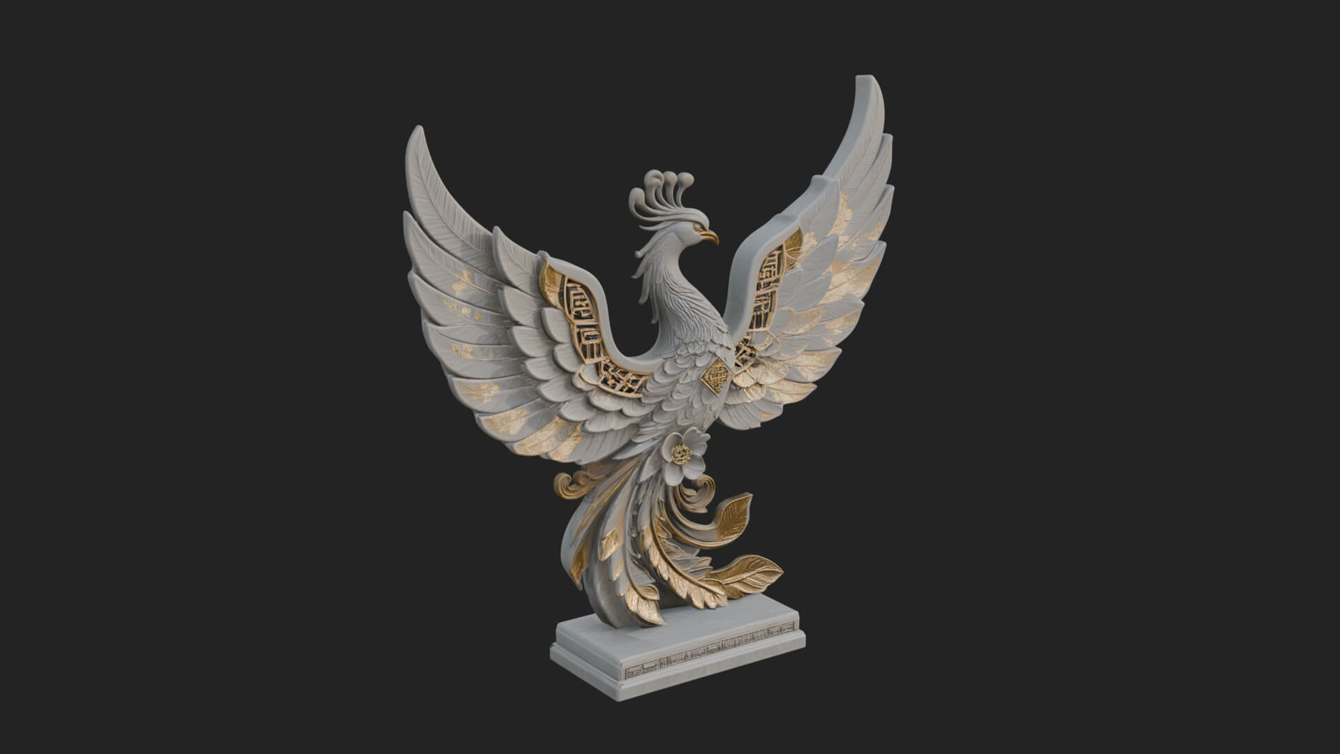Rising Phoenix Bird Statue Design 10 3D Print Model 3D Model