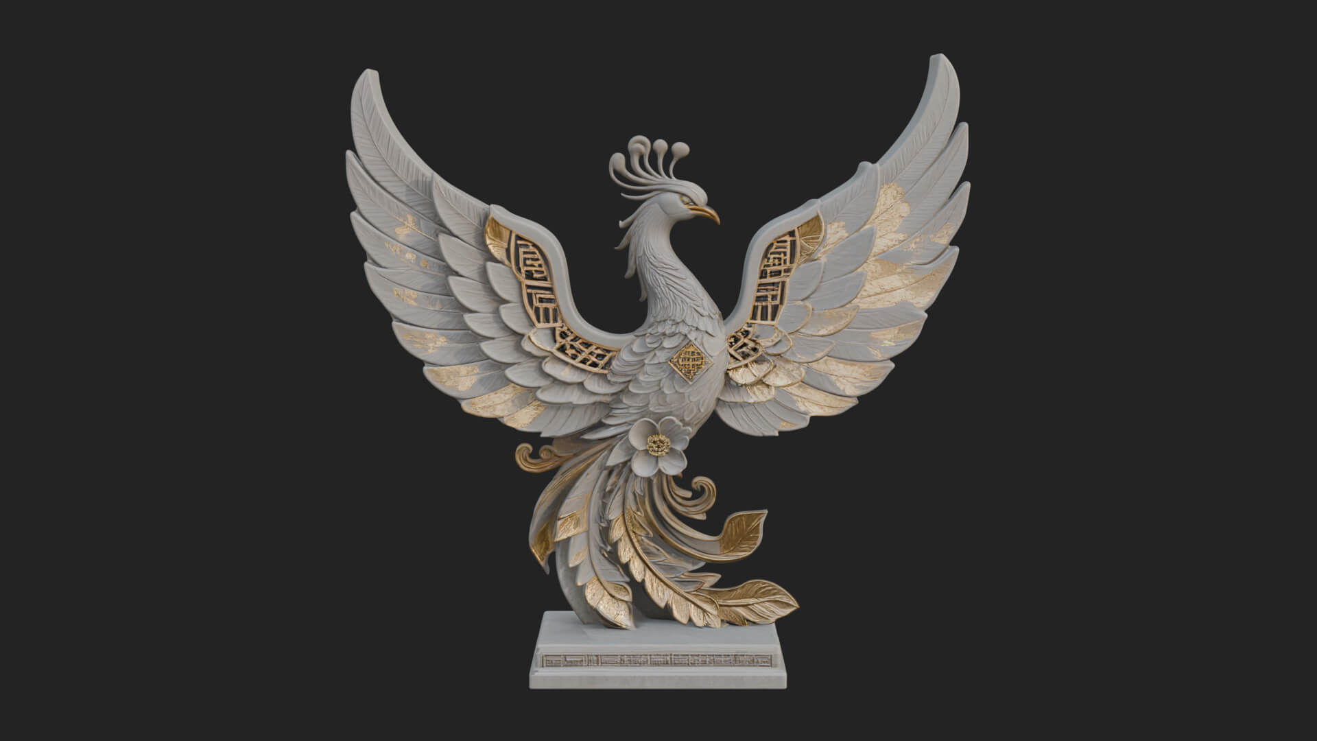 Rising Phoenix Bird Statue Design 10 3D Print Model 3D Model