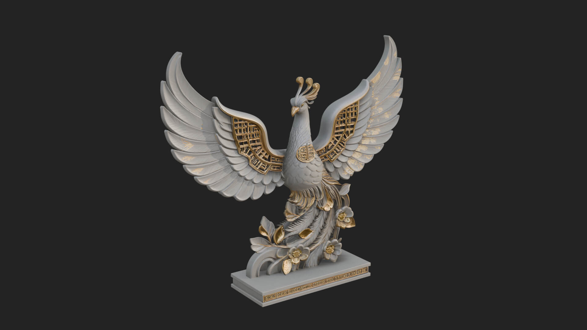 Rising Phoenix Bird Statue Design 11 3D Print Model 3D Model