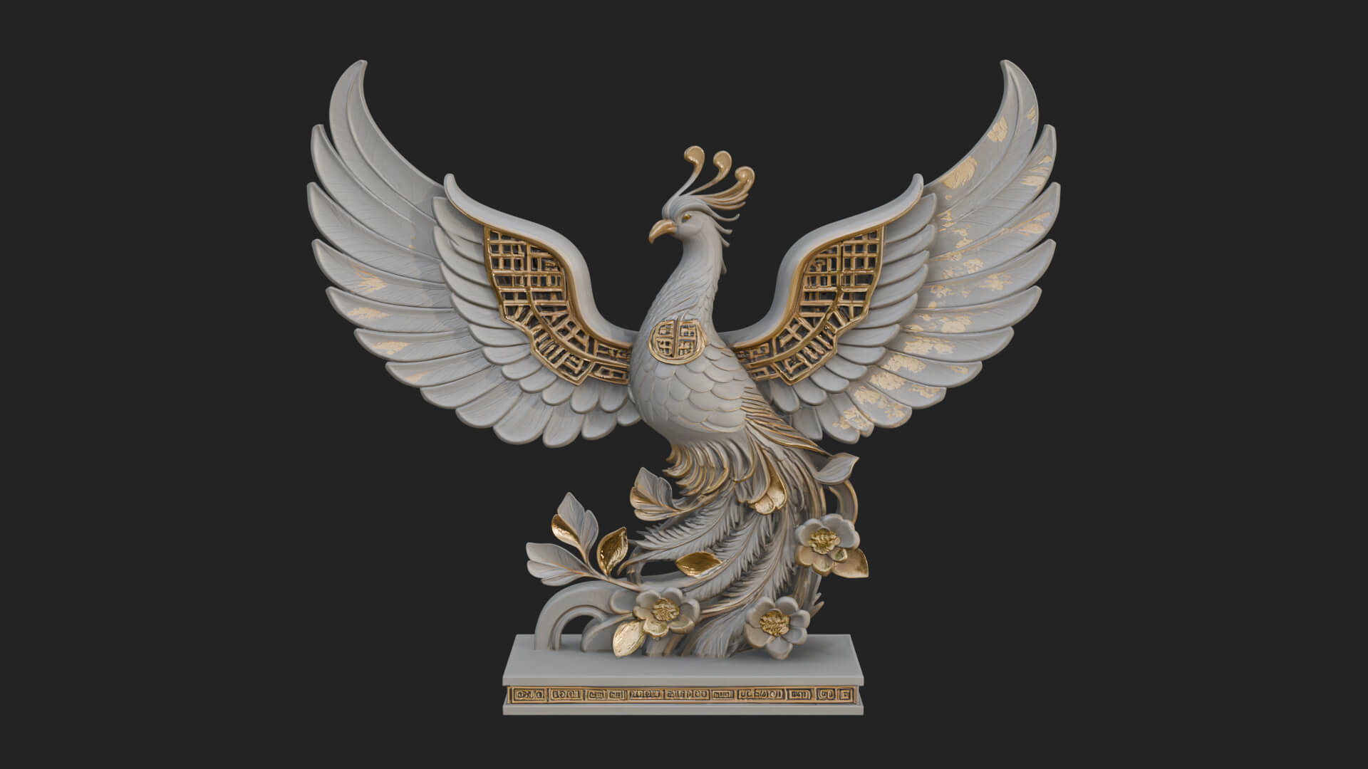 Rising Phoenix Bird Statue Design 11 3D Print Model 3D Model