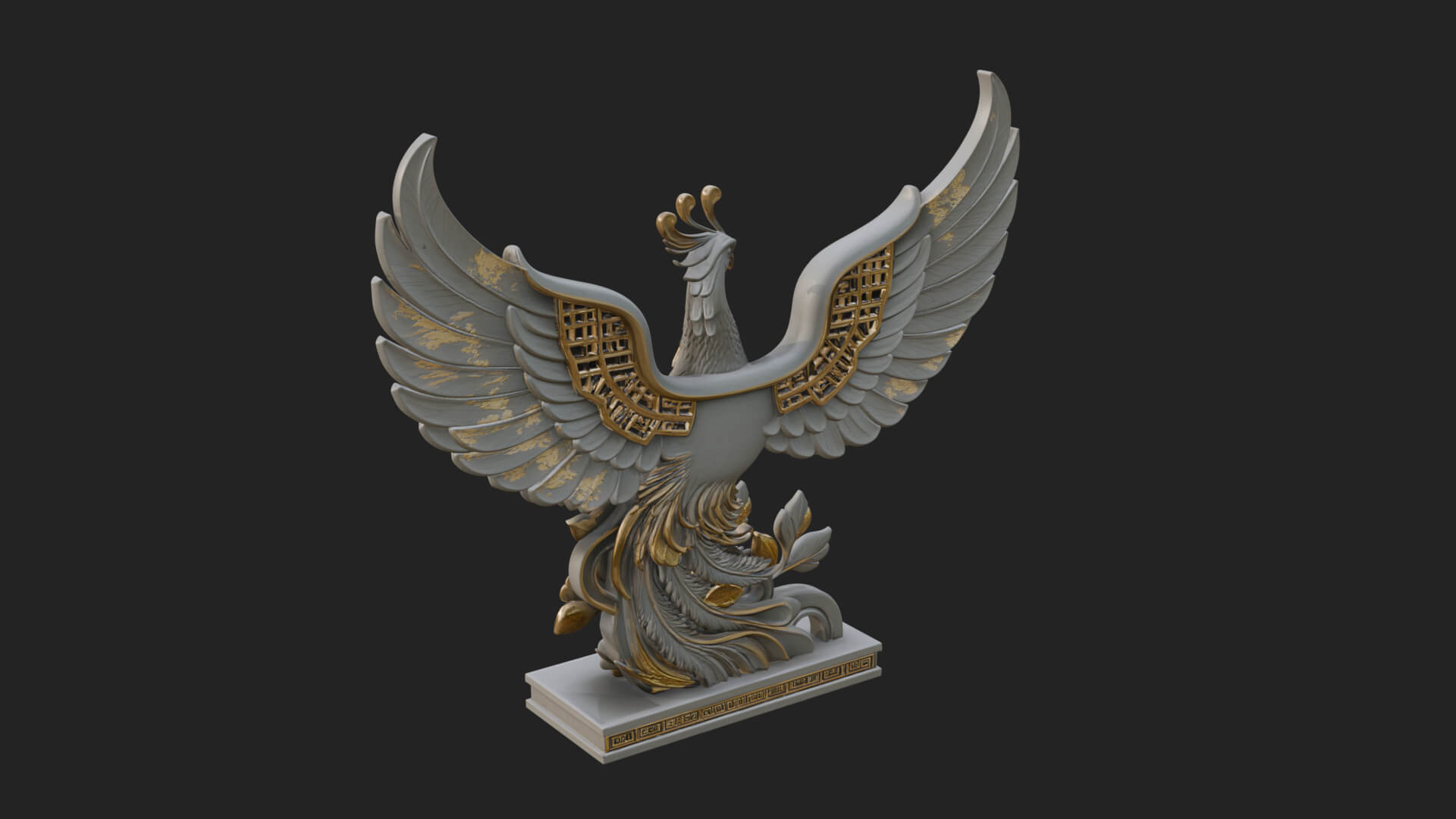 Rising Phoenix Bird Statue Design 11 3D Print Model 3D Model