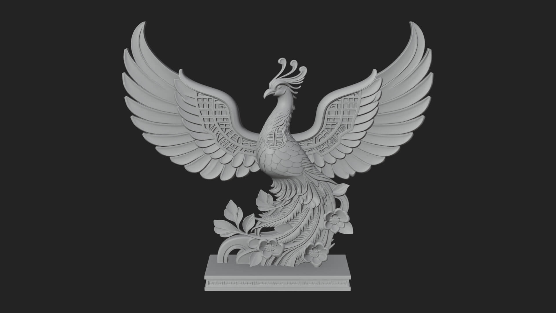 Rising Phoenix Bird Statue Design 11 3D Print Model 3D Model