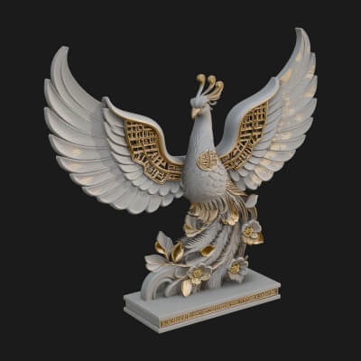 Rising Phoenix Bird Statue Design 11 3D Print Model