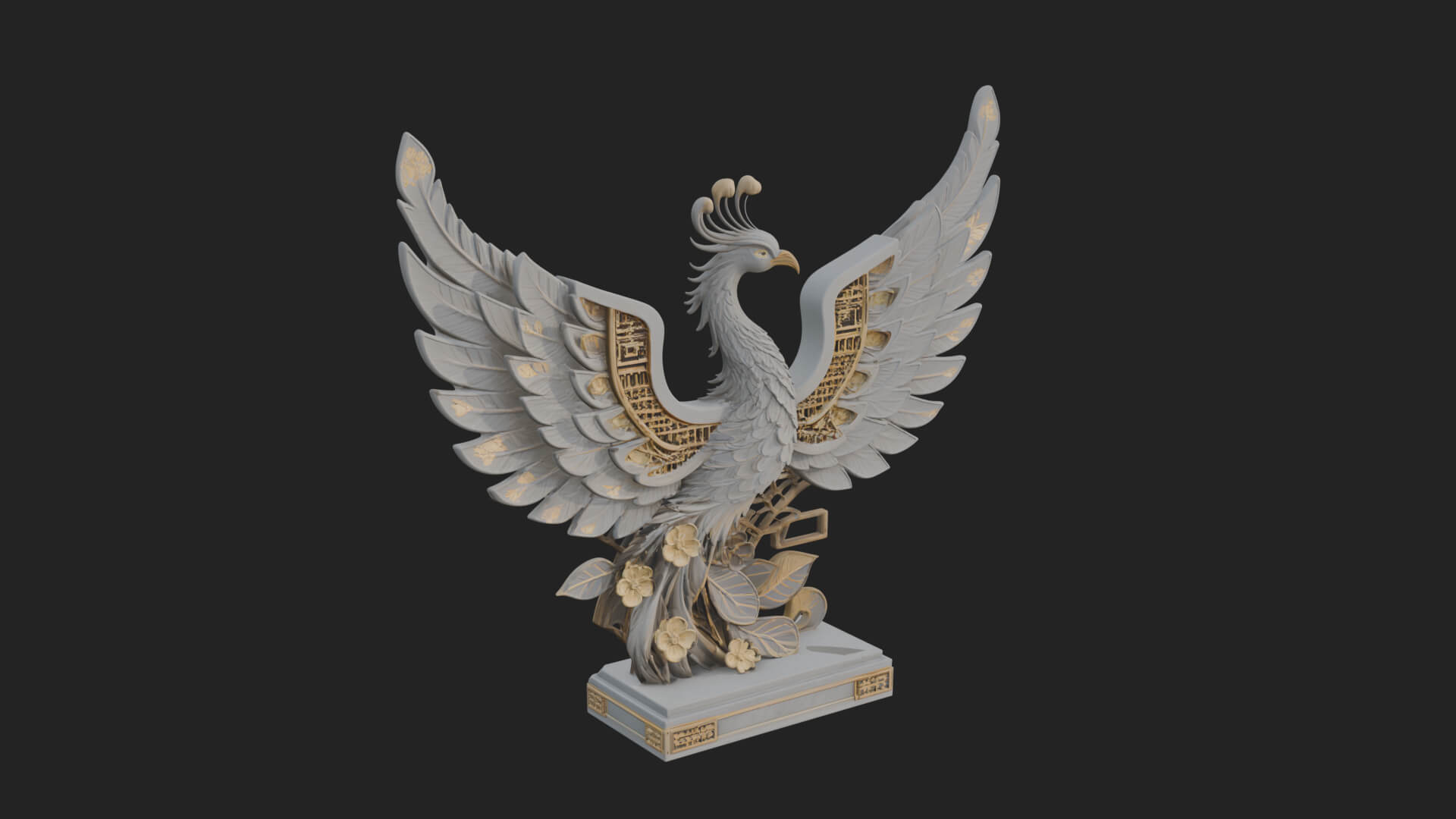 Rising Phoenix Bird Statue Design 12 3D Print Model 3D Model