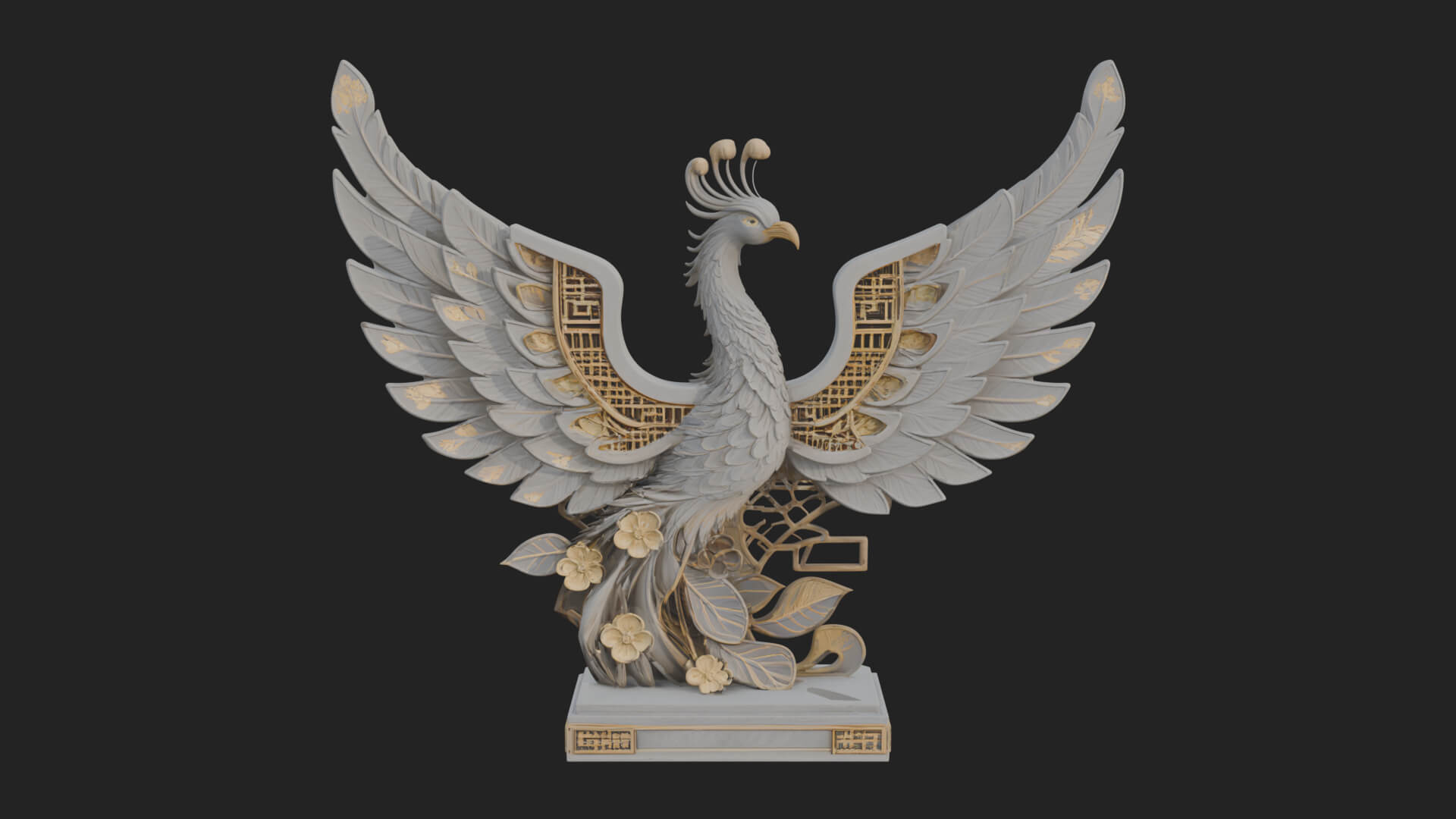 Rising Phoenix Bird Statue Design 12 3D Print Model 3D Model