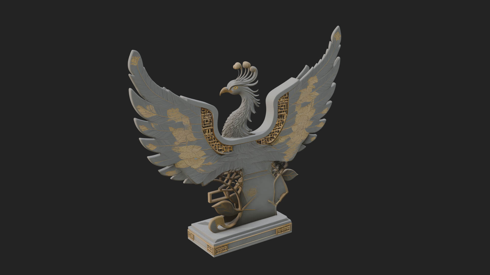 Rising Phoenix Bird Statue Design 12 3D Print Model 3D Model
