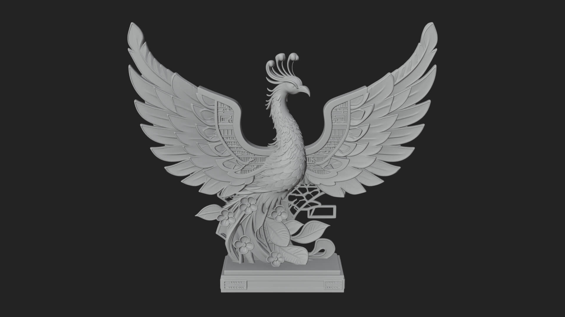 Rising Phoenix Bird Statue Design 12 3D Print Model 3D Model