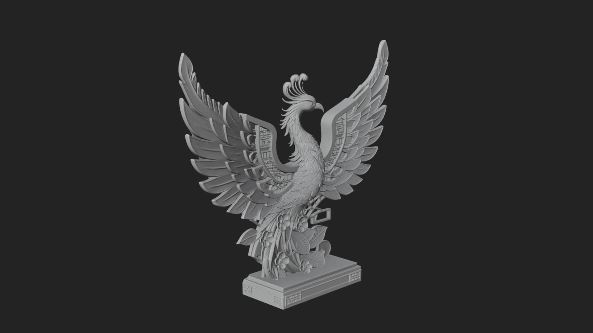 Rising Phoenix Bird Statue Design 12 3D Print Model 3D Model