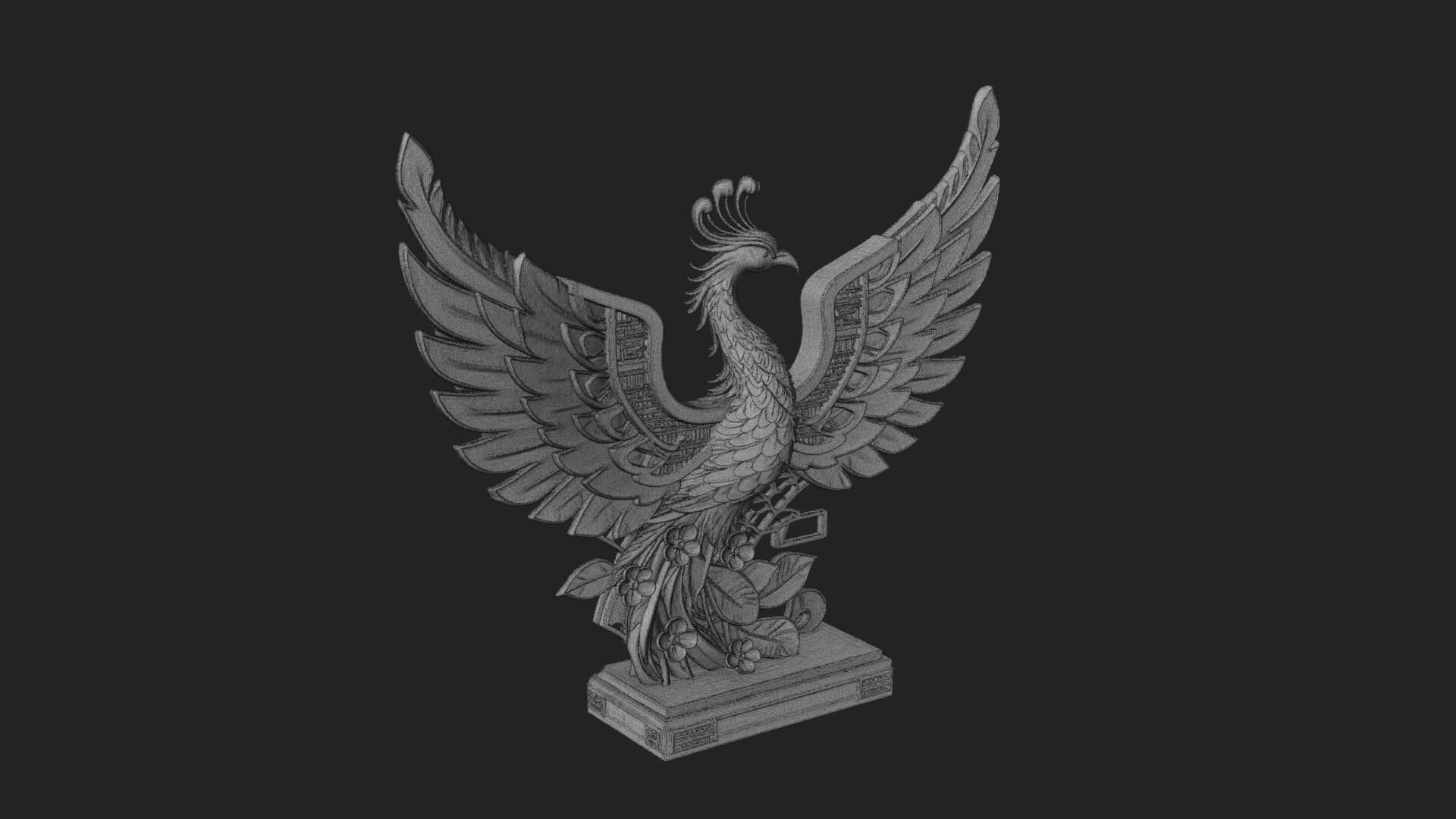Rising Phoenix Bird Statue Design 12 3D Print Model 3D Model