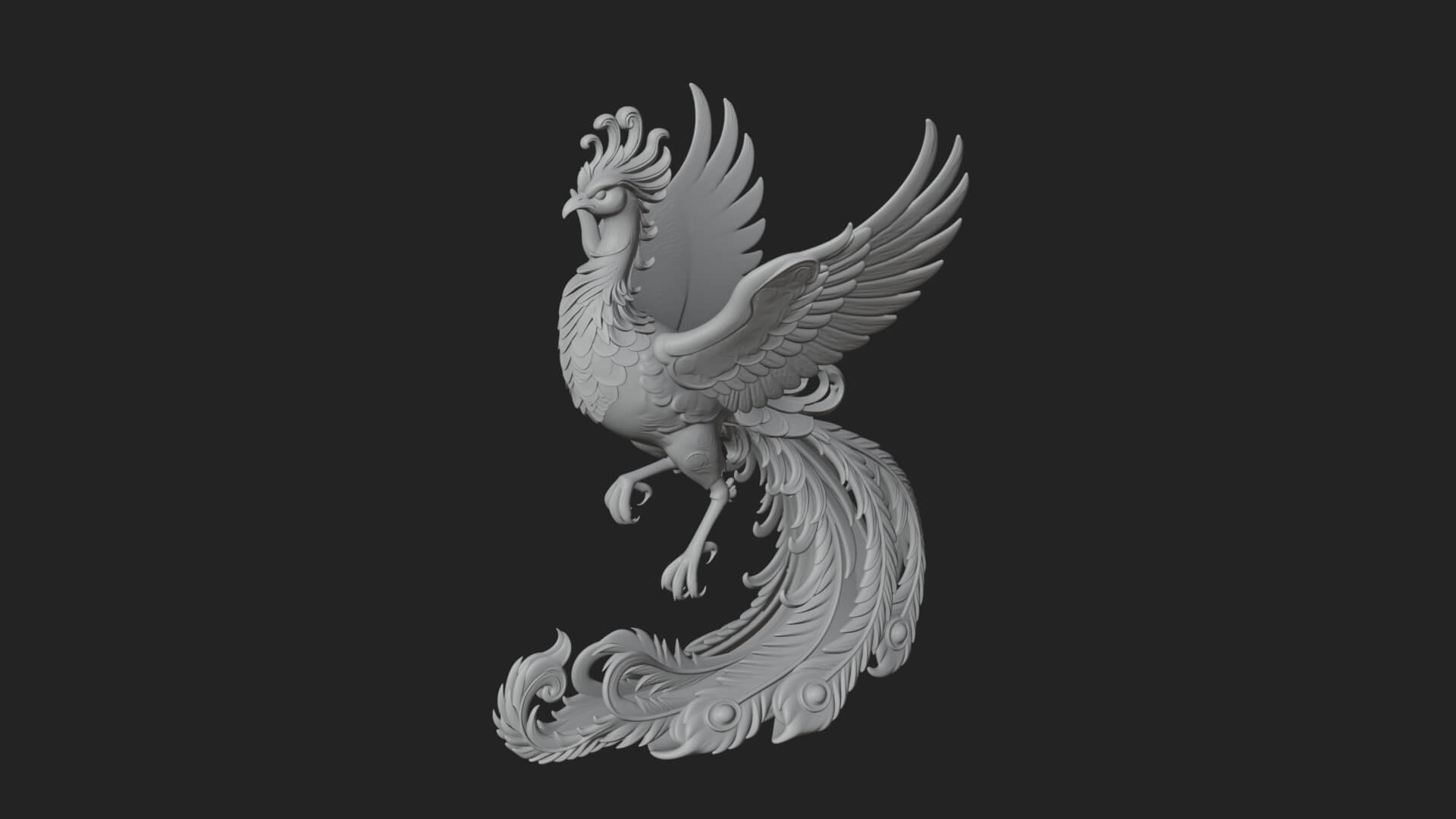 Rising Phoenix Bird Statue Design 2 3D Print Model 3D Model